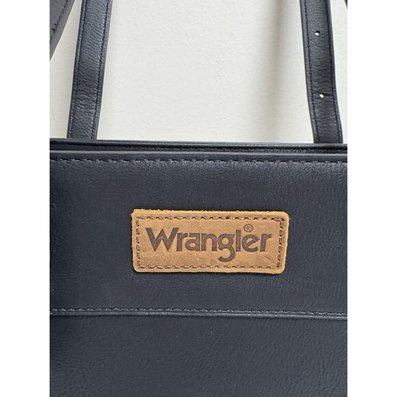 Wrangler Western Concho Tote Bag Black Faux Leather Turquoise NWT S-WG192-B119 - Picture 4 of 11